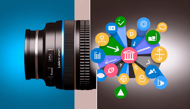 alt_text: Split image showing LinkedIn Premium benefits vs. drawbacks, with contrasting colors and icons.